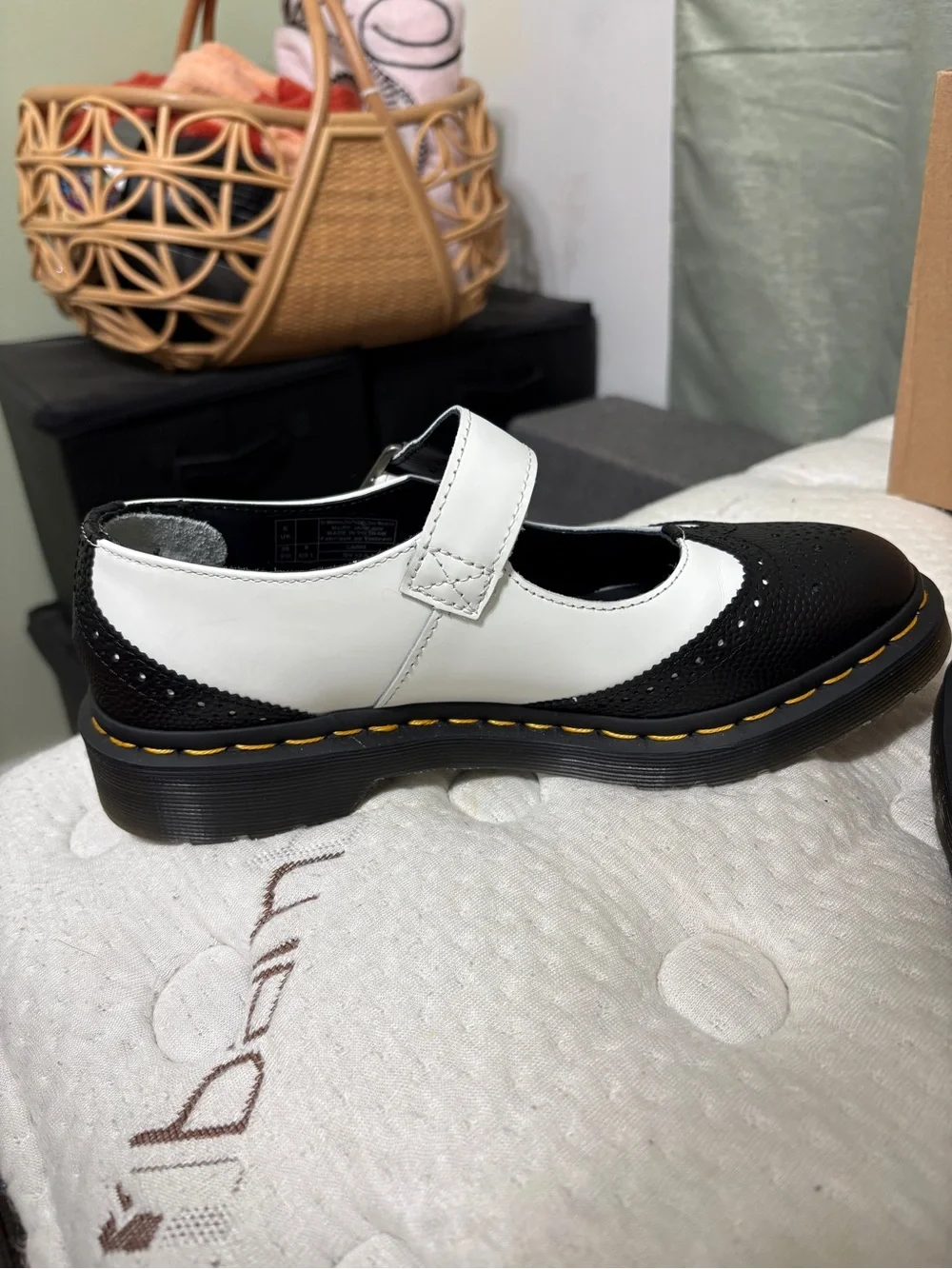 Dr. Martens Women's Black and White Mary Jane Flat - Picture 2 of 7
